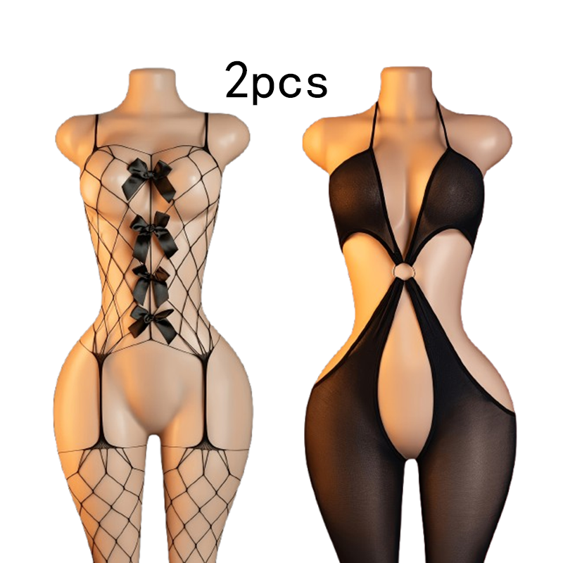 Lingerie - 2-Piece Set – Sexy Cut-out Fishnet