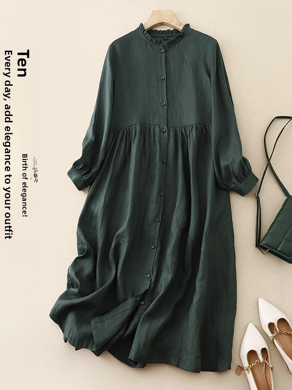 Casual Loose Cotton Linen Long - Casual Loose Linen Shirt Dress recension och pris