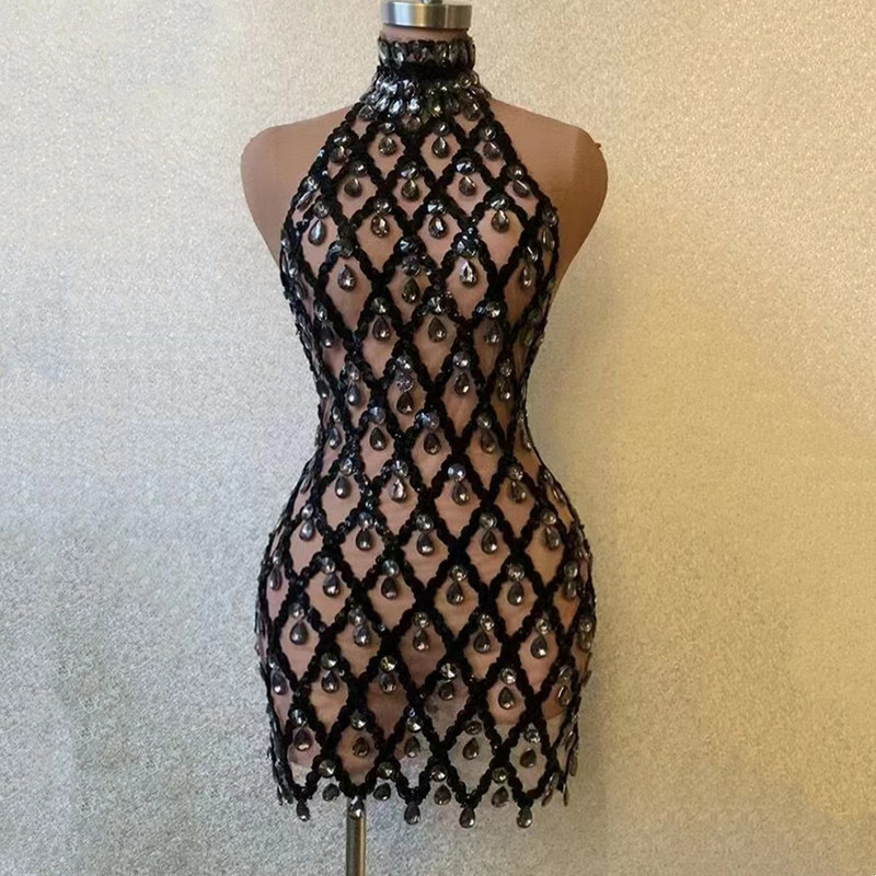 Sparkly Rhinestone Mesh Halter - Sparkly Rhinestone Club Party Dress recension och pris