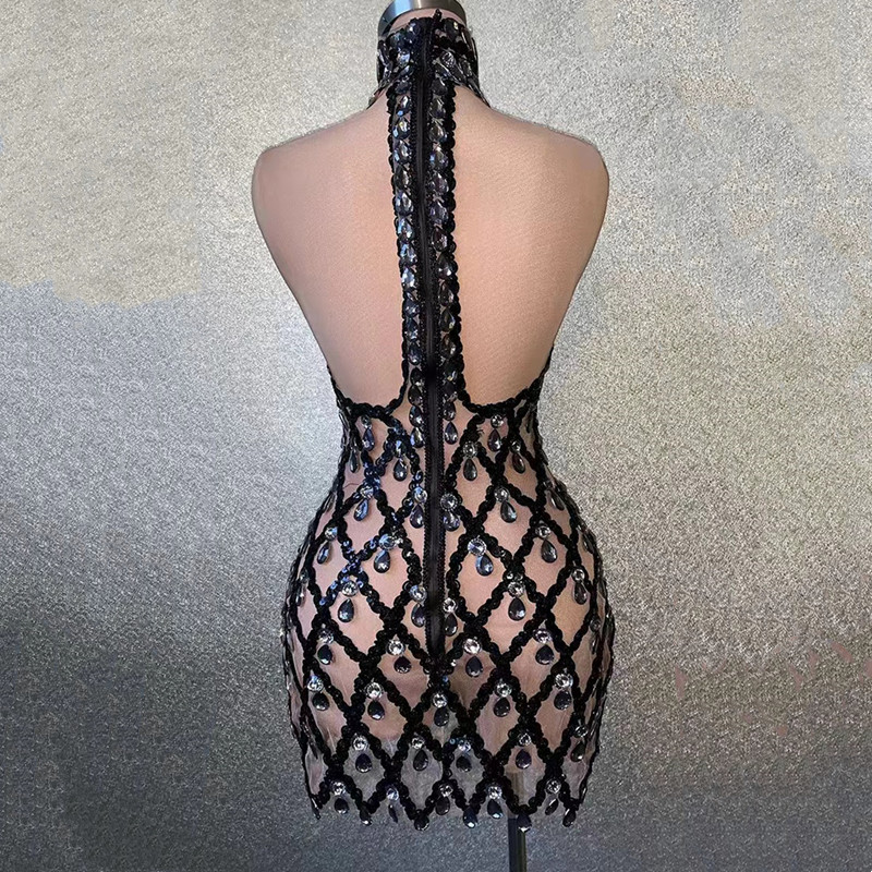 Sparkly Rhinestone Mesh Halter - Sparkly Rhinestone Club Party Dress recension och pris