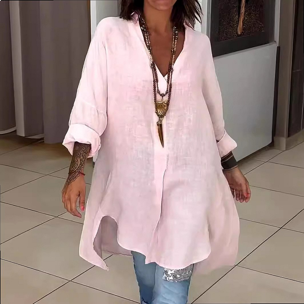 Women's Linen Shirt Dress Loos - Casual Loose Linen Shirt Dress recension och pris