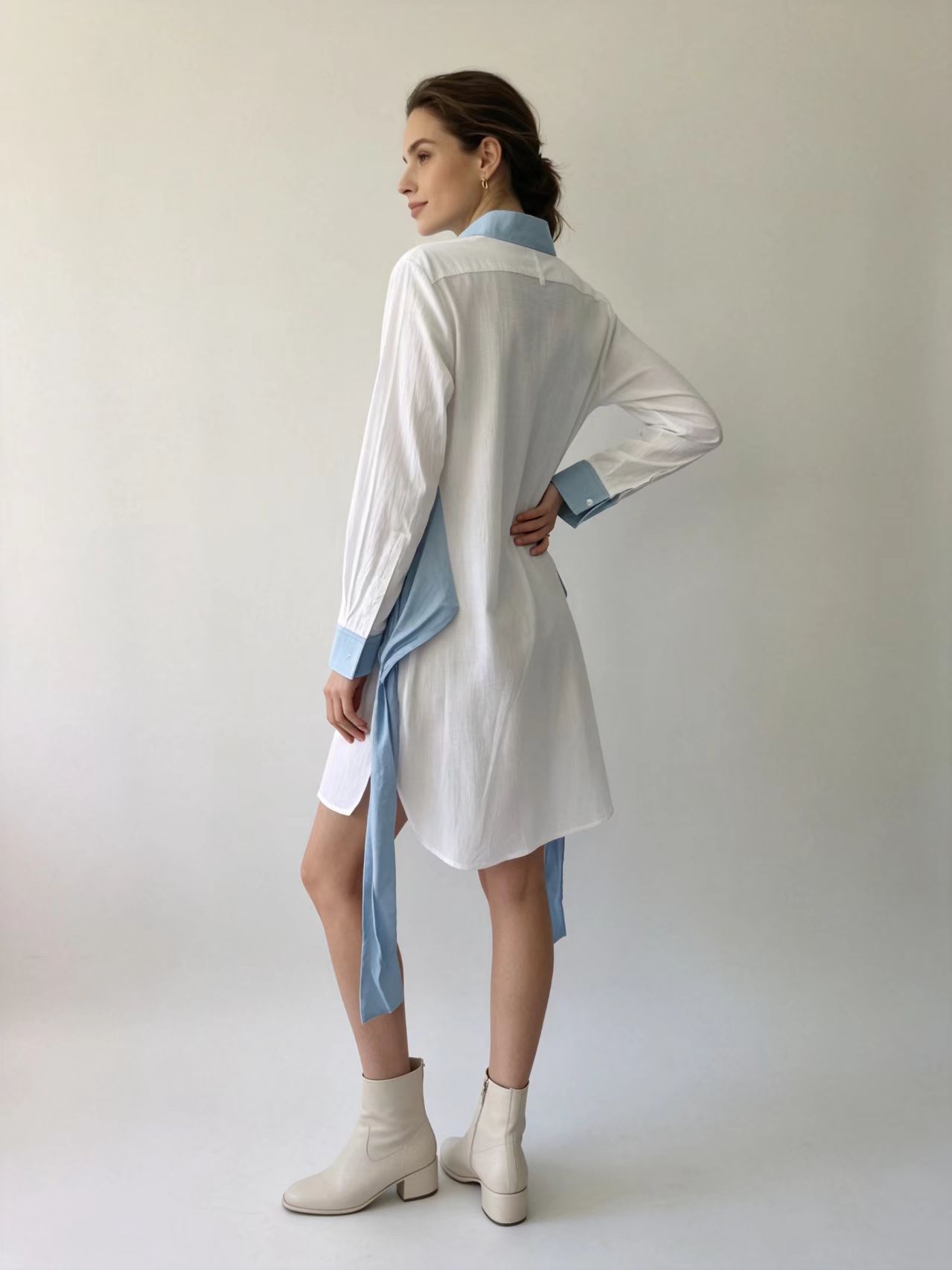 Women Color Block Shirt Dress  - Casual Loose Linen Shirt Dress recension och pris