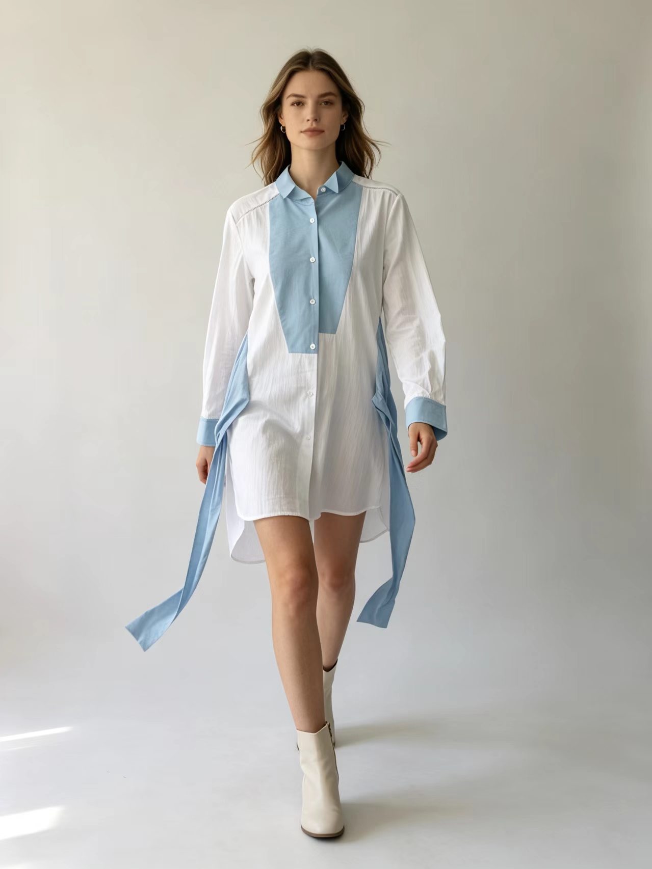 Women Color Block Shirt Dress  - Casual Loose Linen Shirt Dress recension och pris
