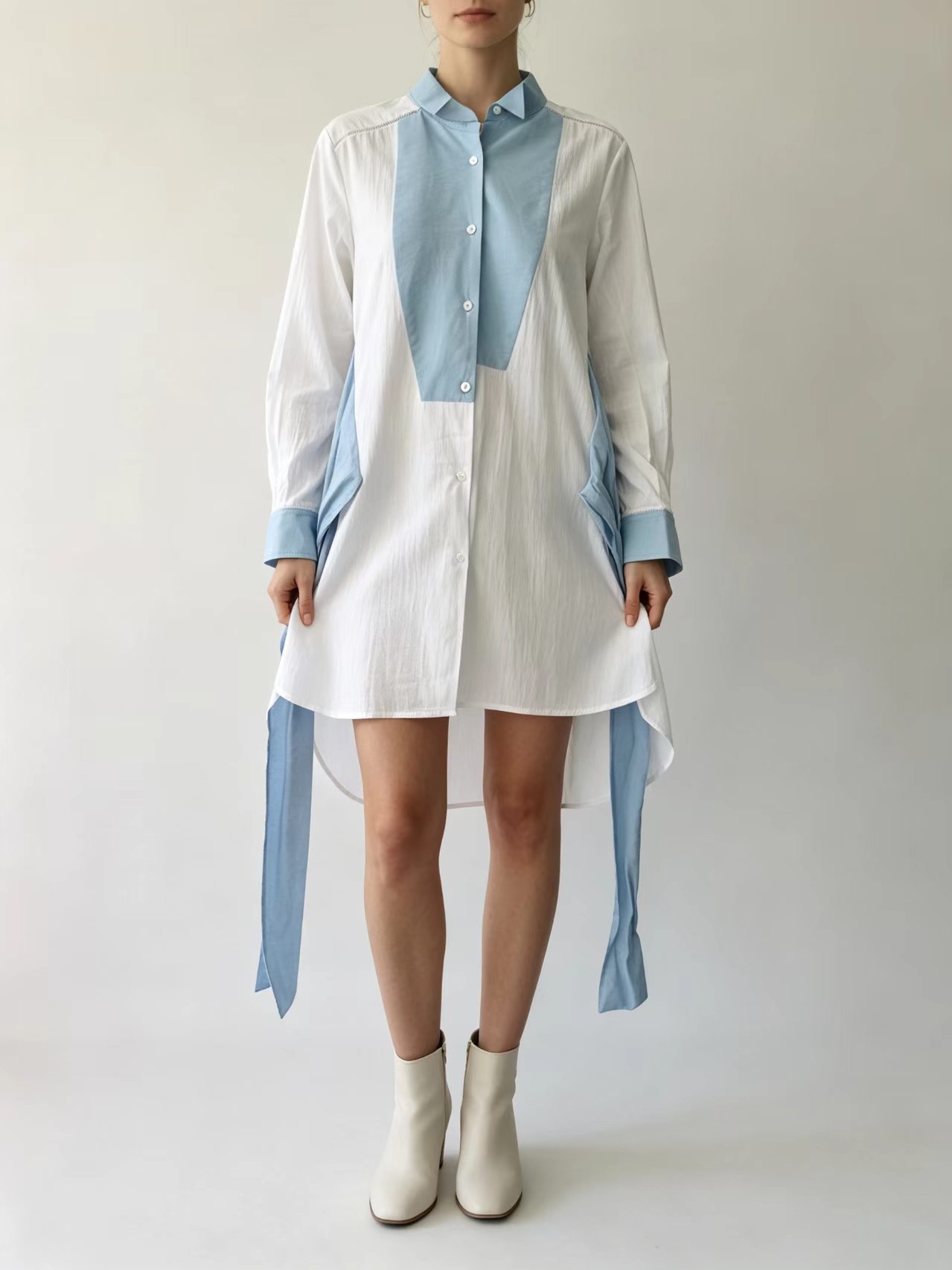 Women Color Block Shirt Dress  - Casual Loose Linen Shirt Dress recension och pris