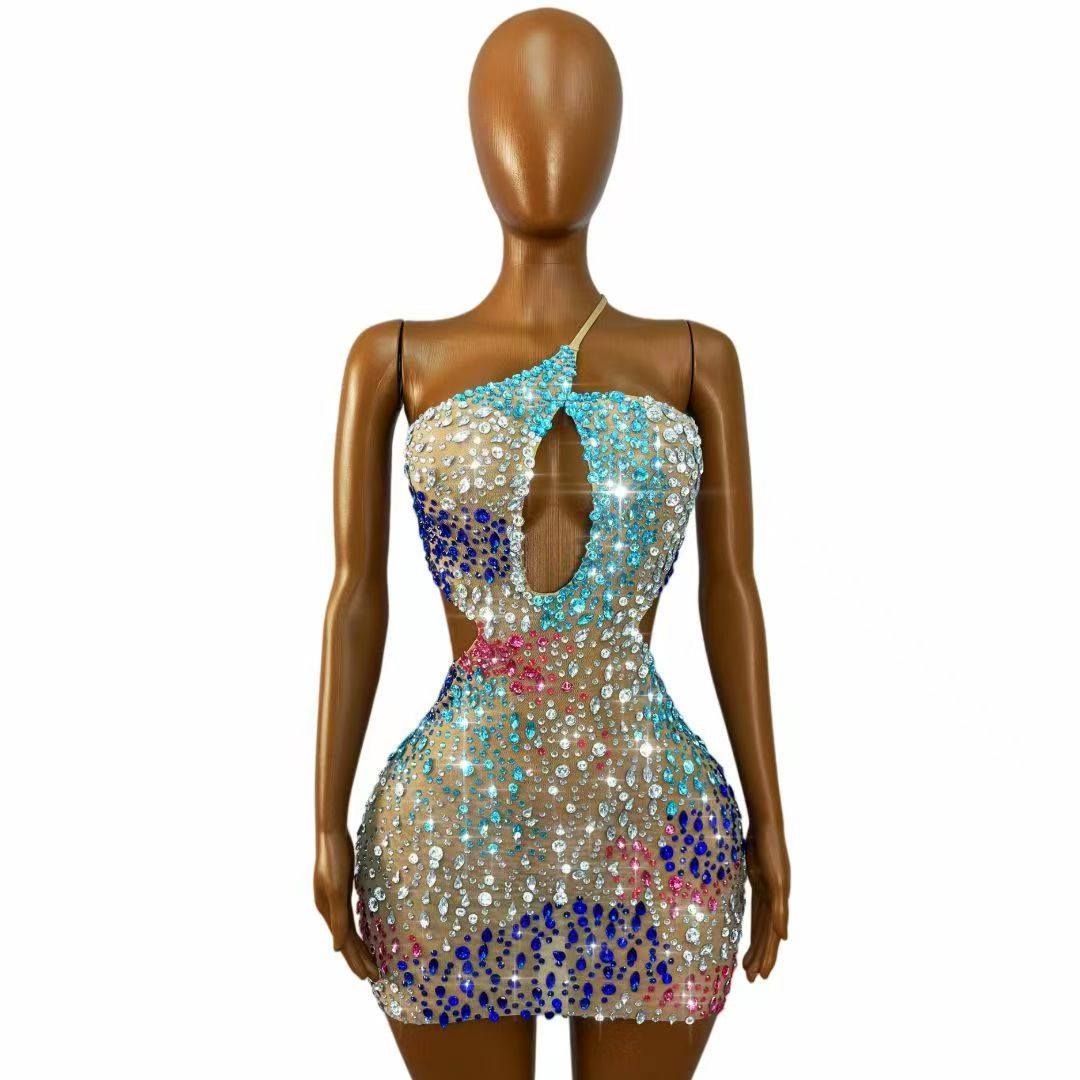 Sparkly Colorful Rhinestones W - Sparkly Rhinestone Club Party Dress recension och pris