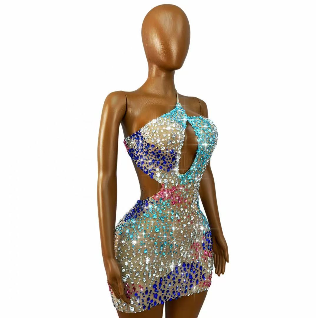 Sparkly Colorful Rhinestones W - Sparkly Rhinestone Club Party Dress recension och pris