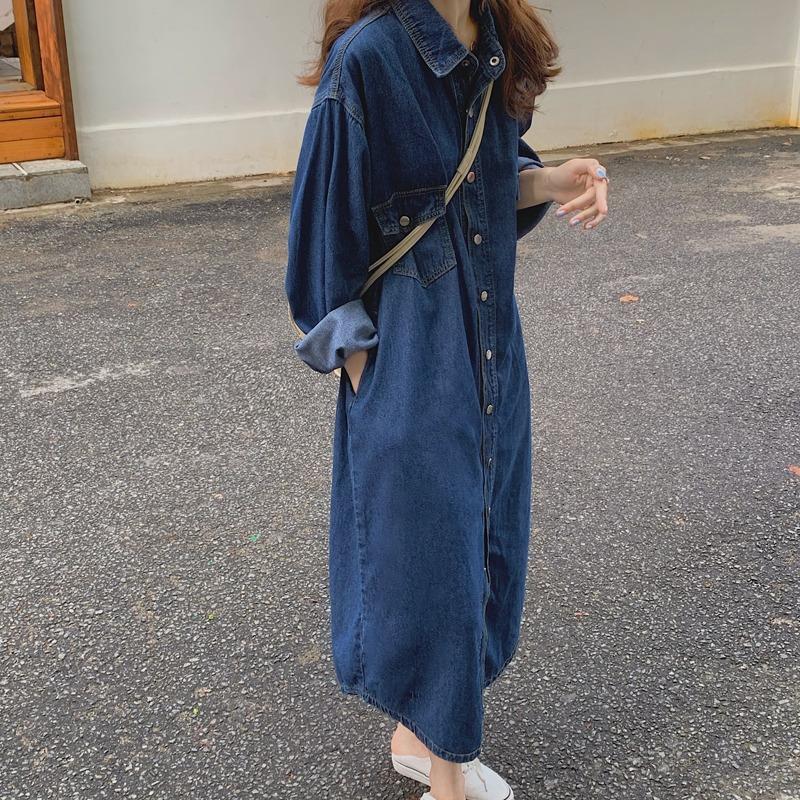 2026 New Women Denim Shirt Dre - Korean Style A Line Shirt Dress recension och pris