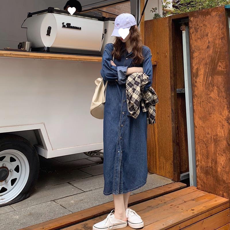 2026 New Women Denim Shirt Dre - Korean Style A Line Shirt Dress recension och pris