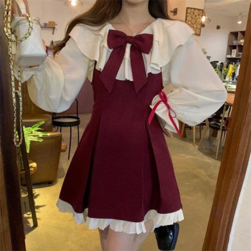 2025 New Korean Sweet Cute Dre - Korean Style A Line Shirt Dress recension och pris