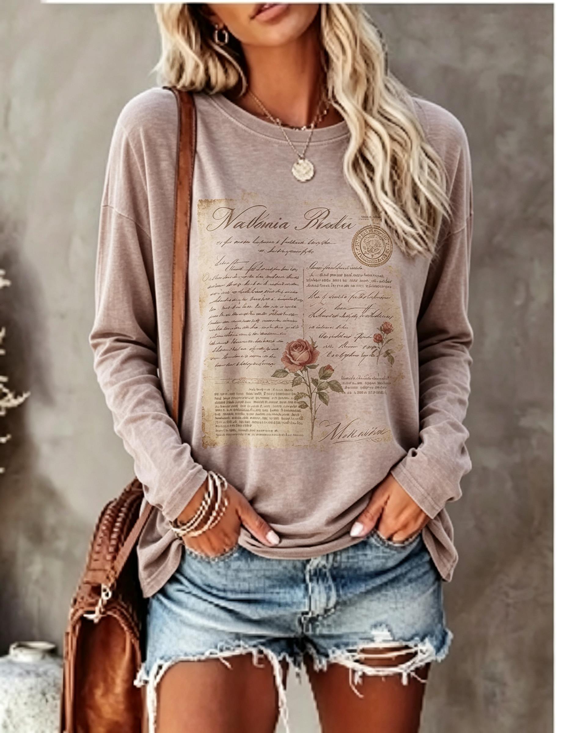 Women Long Sleeve T Shirt Vint - Blouses recension och pris