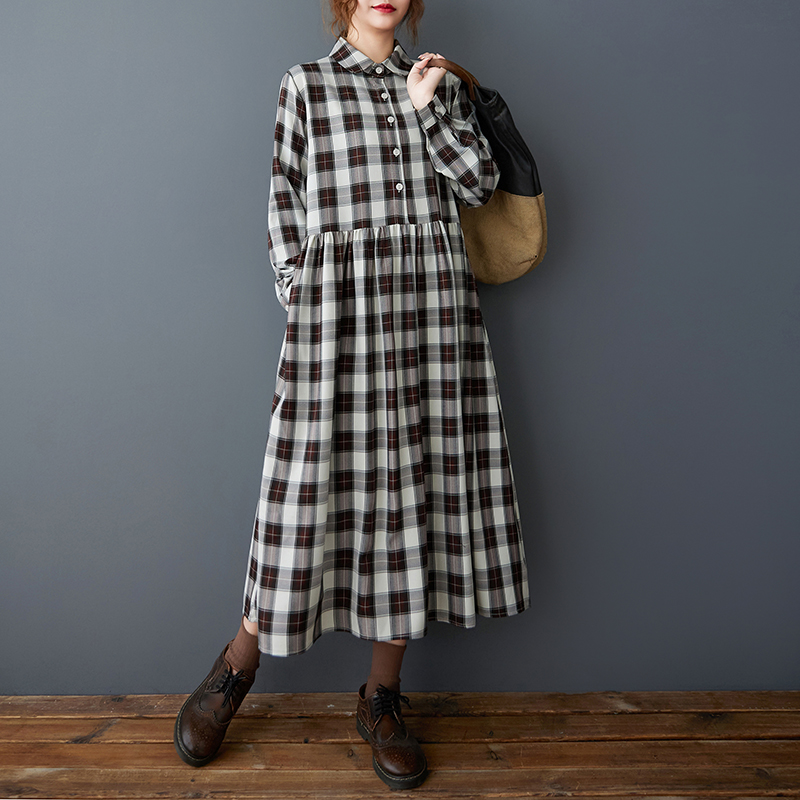 Spring Autumn Loose Korean Sty - Korean Style A Line Shirt Dress recension och pris